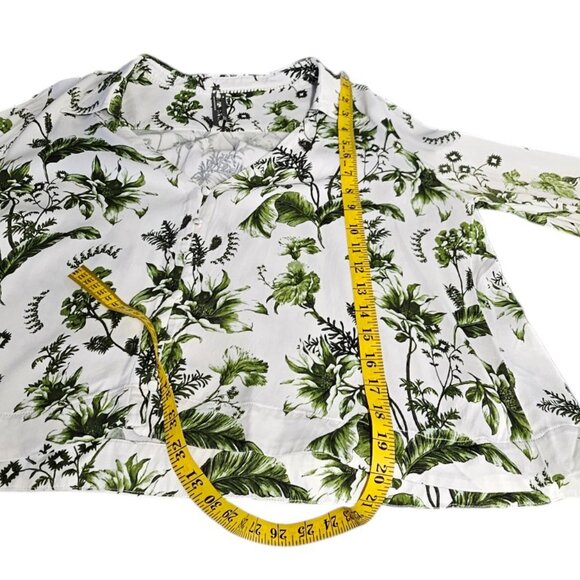 Anthropologie Silky Button Front Green Floral Long Wide Sleeve Blouse, Size M - Picture 4 of 8